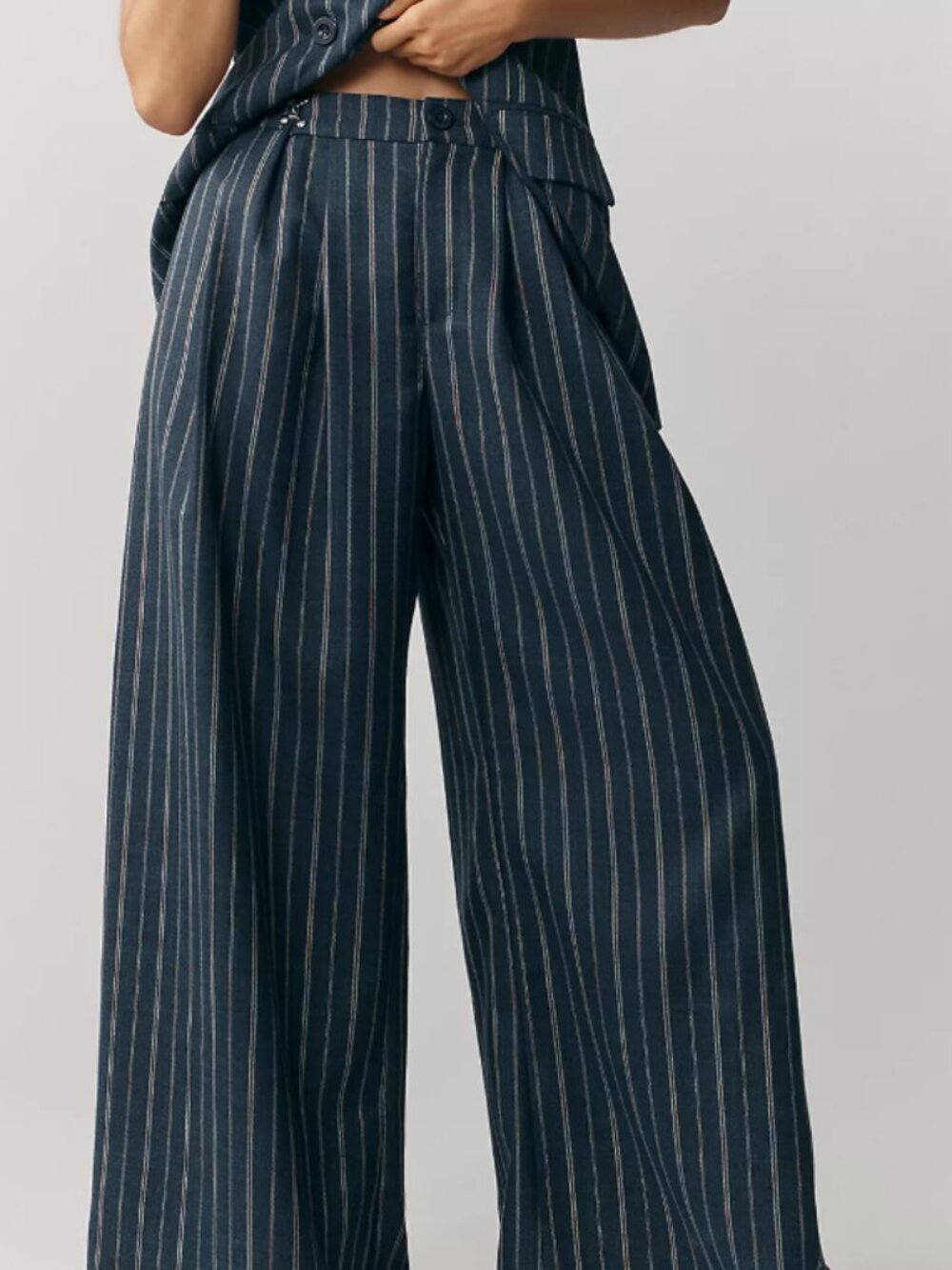 NWT By Anthropologie Pinstripe Wide-Leg Yarn-Dyed Trousers